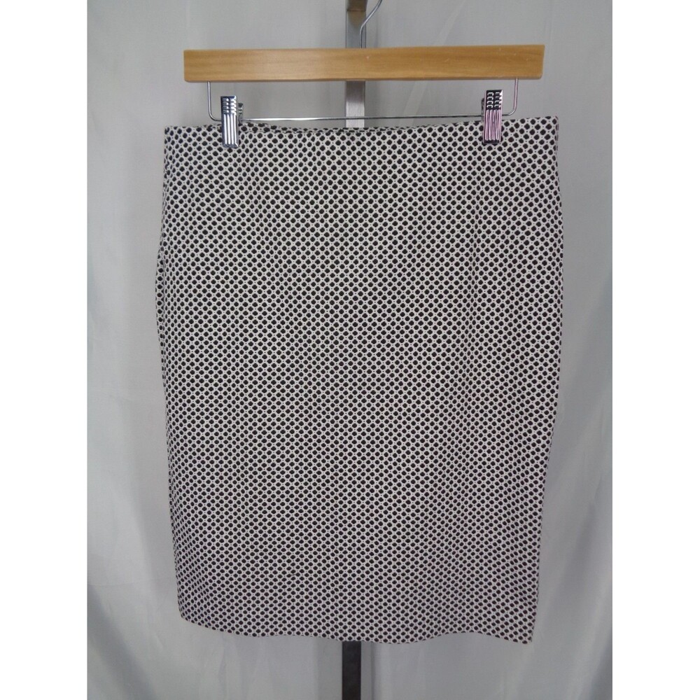Loft Knit Skirt Size Medium Black White Geometric Dot Career Office New